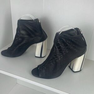 Unique Designer Perforated Leather Ankle Booties 37